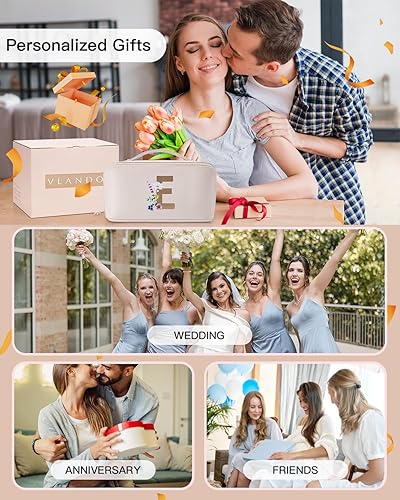 Miniatura 2 de Vlando Bolsa de cosméticos de viaje - Bolsa de maquillaje, bolsa de cosméticos impermeable de cuero PU, 02-Blanco-E, Moda