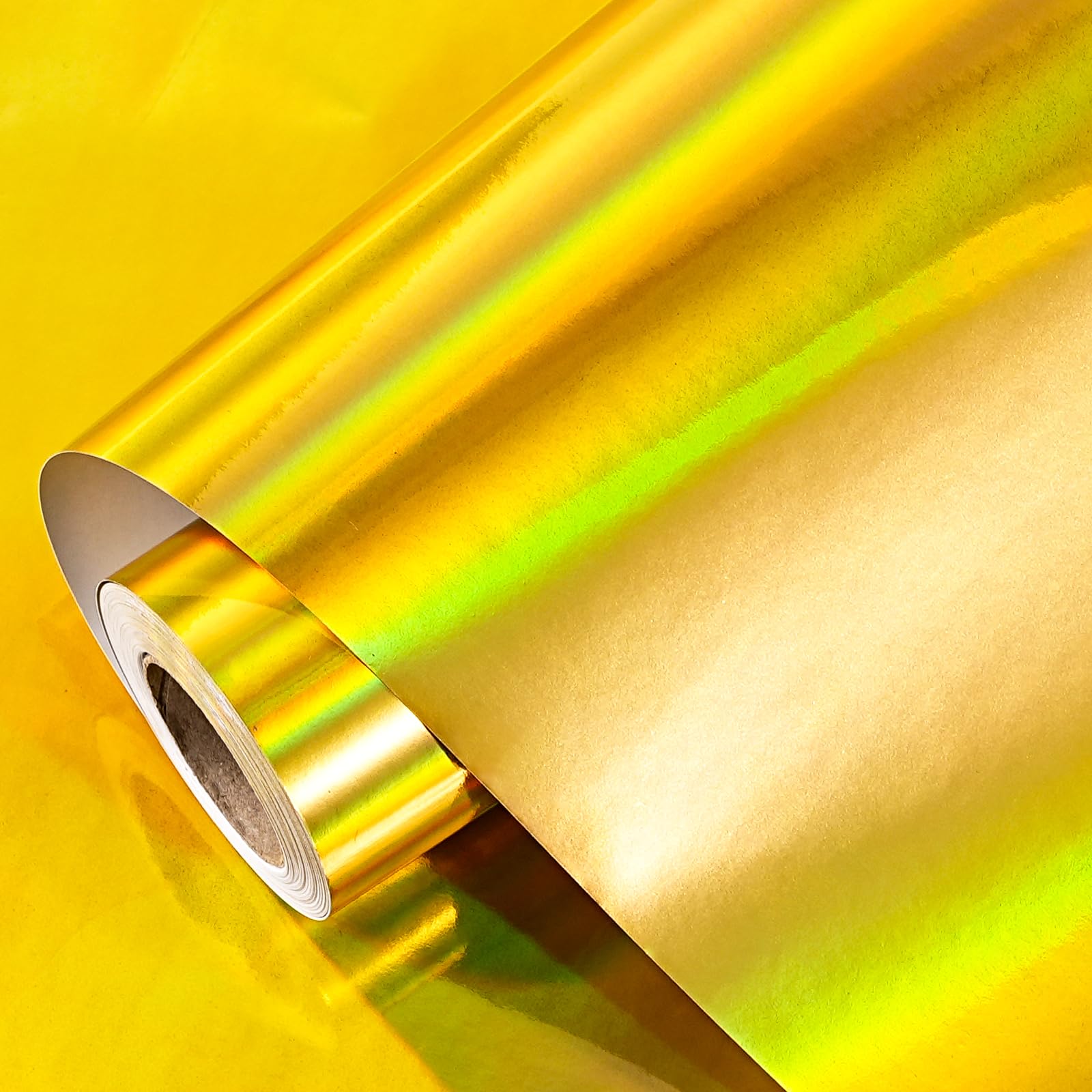 LeZakaa Gold Wrapping Paper Roll - Holographic Iridescent Wrapping Paper for Birthday, Chritsmas, Holiday - 17 inches x 32.8 Feet (47.23 sq.ft.)