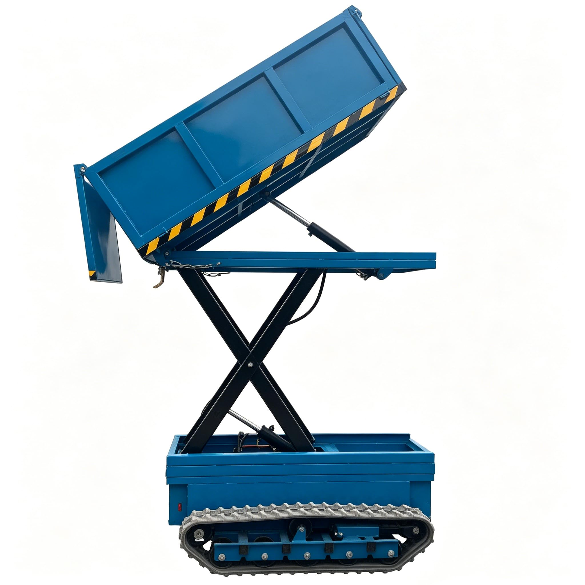 Crawler Self-propelled Hydraulic Dumping Lift Trolley, 1.8m Lifting Height Battery Powered Tracked Tipper Cart for Farm Orchard Construction Material Transport (Custom order deposit)