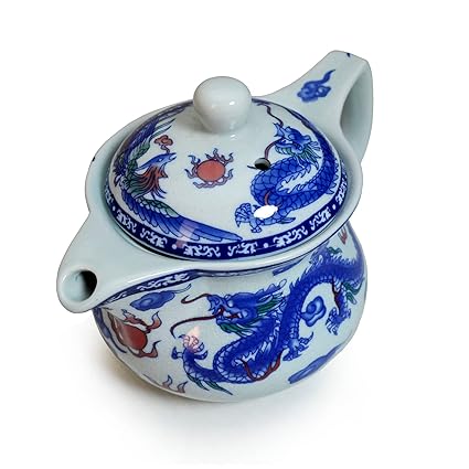 Yxhupot Teapot 17oz Blue White Porcelain China Stainless Steel Infuser