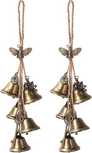2 Piezas Campanas de Bruja para Pomo de Puerta para Protección Campanas de Latón Colgantes Suministros de Brujería Wicca Corona Campanas de Bruja