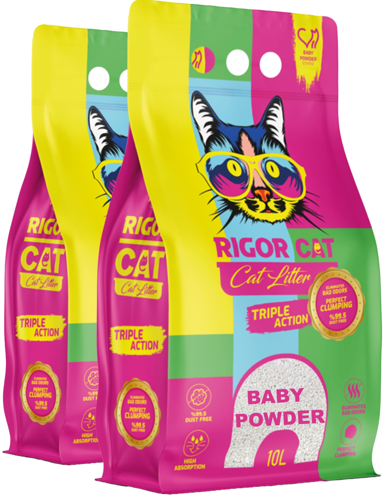 Ultra Clumping Cat Litter - High Absorption, Low Dust, Baby Powder scent, 20L, Strong Odour Control, Litterfree Paws, Long Lasting Clay