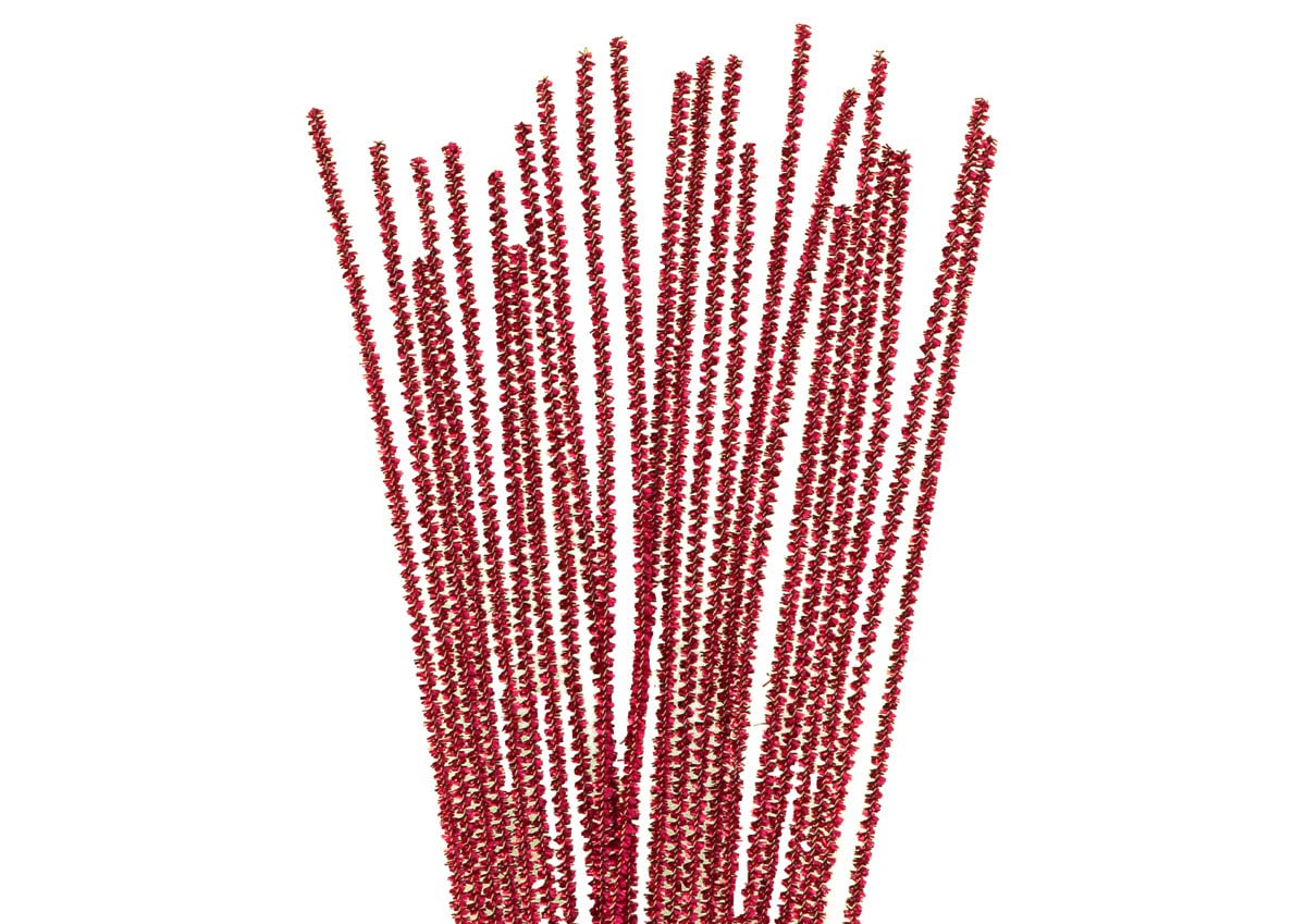 INNSPIRO Red chenille pipe cleaner, 3 mm x 30 cm. 40 u., ideal for crafts with children, decorations and creative activities