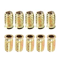 Vista 11 de MroMax 20 piezas de insertos de tuerca para muebles M6x10mm, acero al carbono, zincado, hexagonal interno, tornillo con brida, insertos de madera