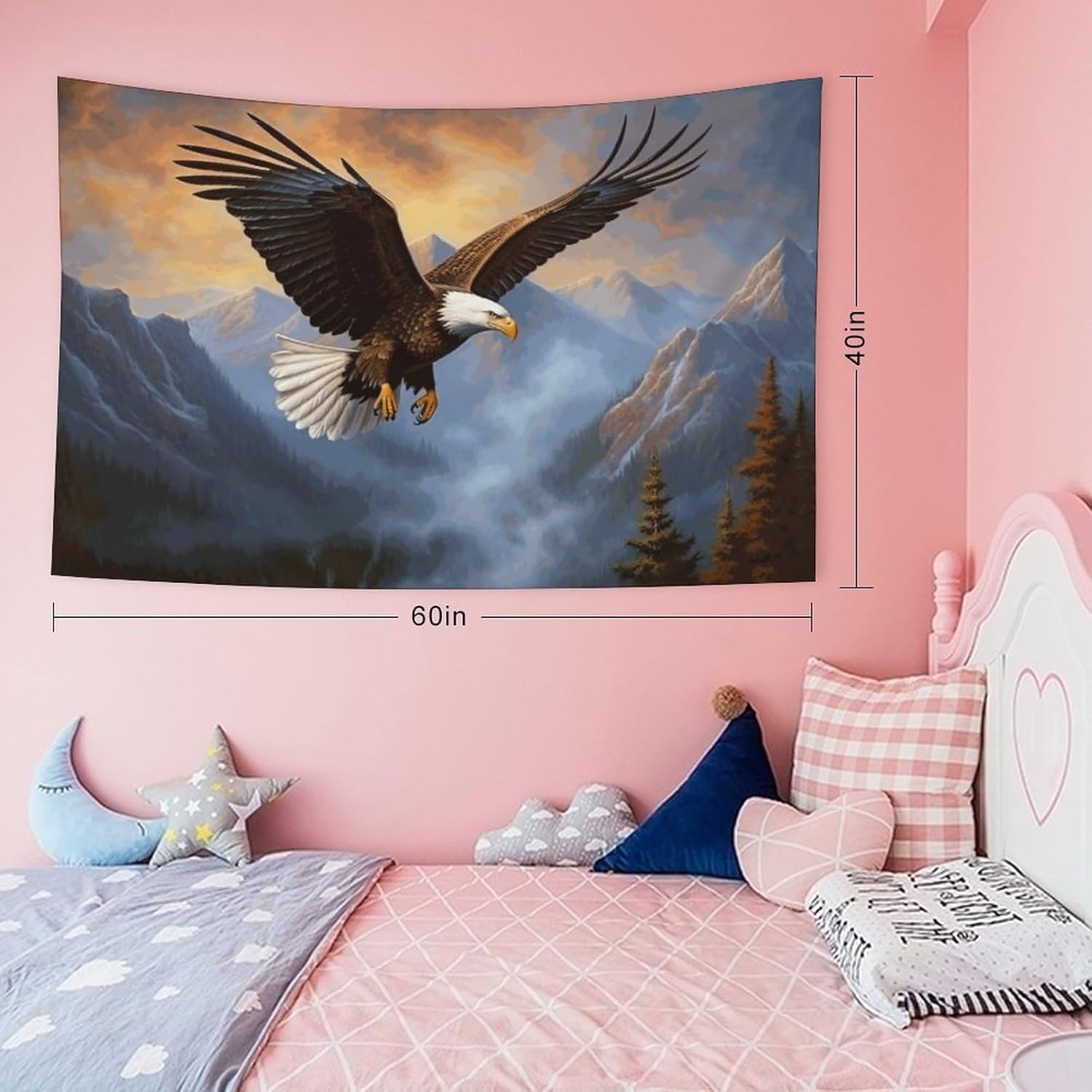 Buyidec American Bald Eagle Tapestry Wall Hanging Art Deco Tapestries for Bedroom Living Room Dorm