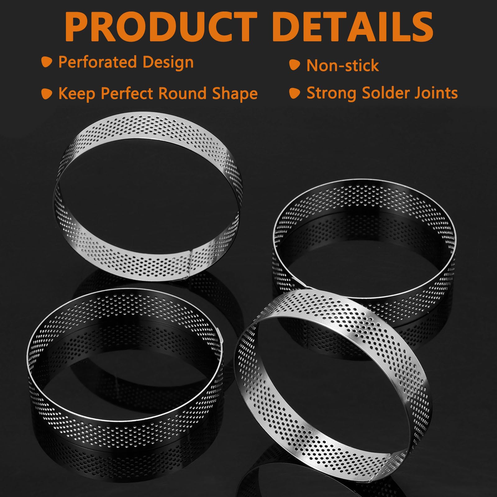 Stainless Steel Tart Rings - 10 Pack -5