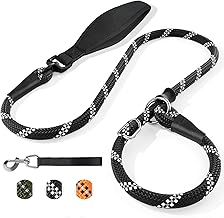 X XBEN Slip Lead, 120 cm Retriver Dog Lead with Comfortable Handle, Quick Fit Dog Lead, Training Lead, Robust and Weatherproof 8 mm, Black