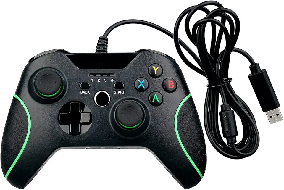 OSTENT Wired USB Controller Joystick Gamepad for Microsoft Xbox One/Xbox One S/Windows PC Laptop Computer Color Black