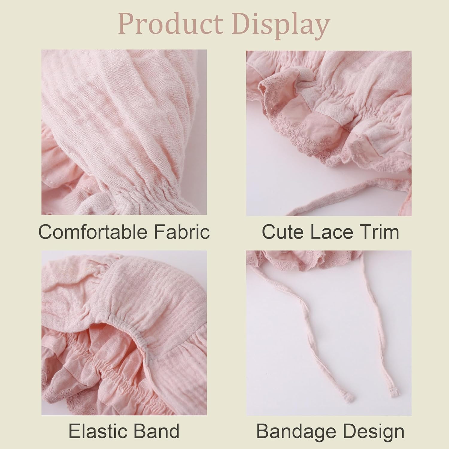 Baby Girl Boy Lace Cotton Bonnet Newborn Infant Soft Warm Cap Toddlers Breathable Eyelet Beanie Sun Protection Hat - Image 3