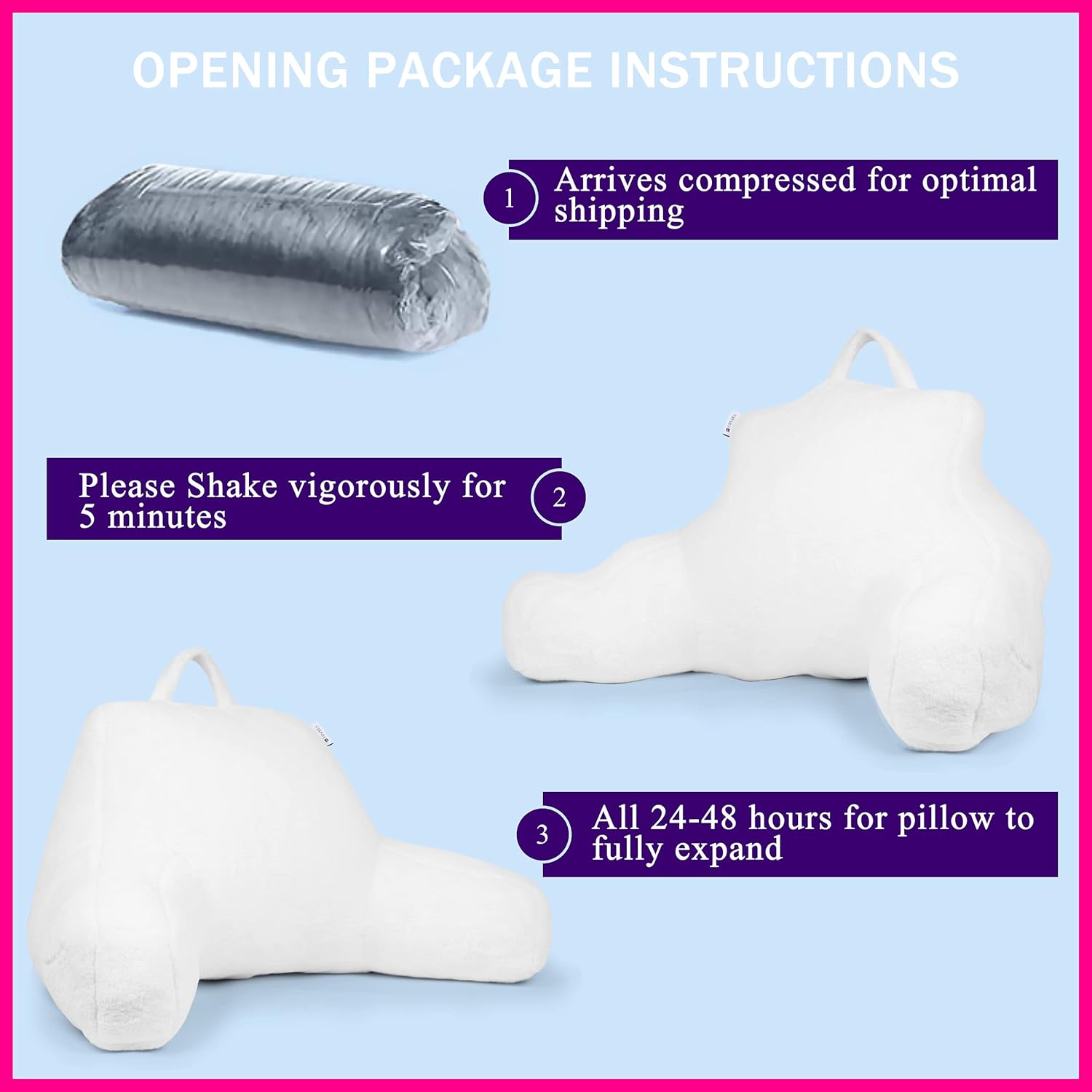 LOVTEX Reading Pillow with Shredded Memory Foam, Adult Bed Rest Pillow with Soft Faux Fur, Back Support for Sitting Up in Bed (18 X 15 Inches White) : Home & Kitchen
