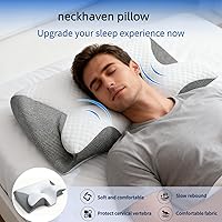 Vista 2 de Almohada cervical ergonómica para soporte del cuello, almohada de espuma viscoelástica para dormir de lado, espalda y estómago, diseño ortopédico