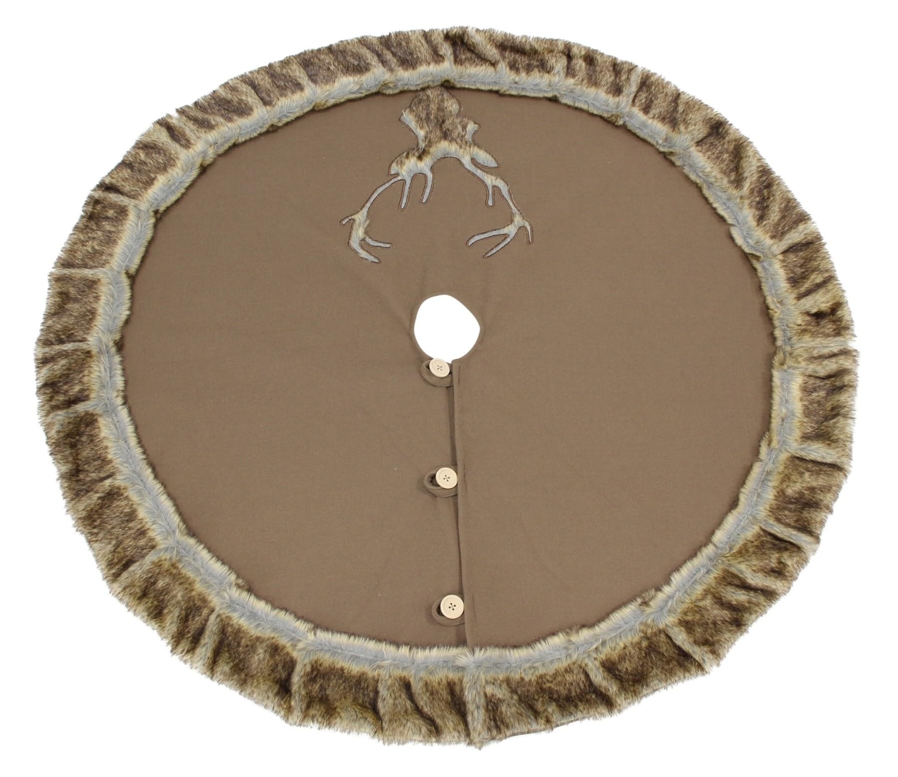Dekoleidenschaft Christbaumdecke Hirsch Ø 120 cm, in braun, Rand aus Kunstfell, Weihnachtsbaum-Decke, Weihnachtsbaumständer-Hülle, Tannenbaumständer-Kragen, Christbaum-Rock