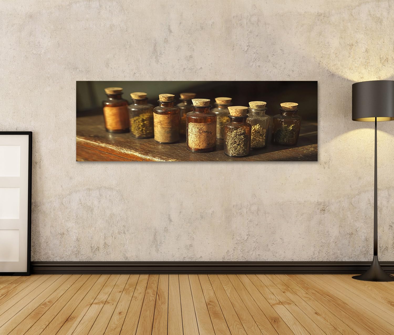 islandburner Prime Quadro su tela Vecchie bottiglie di farmacista con erbe e spezie per cucina chef hobby negozio di prelibatezze immagini murali poster