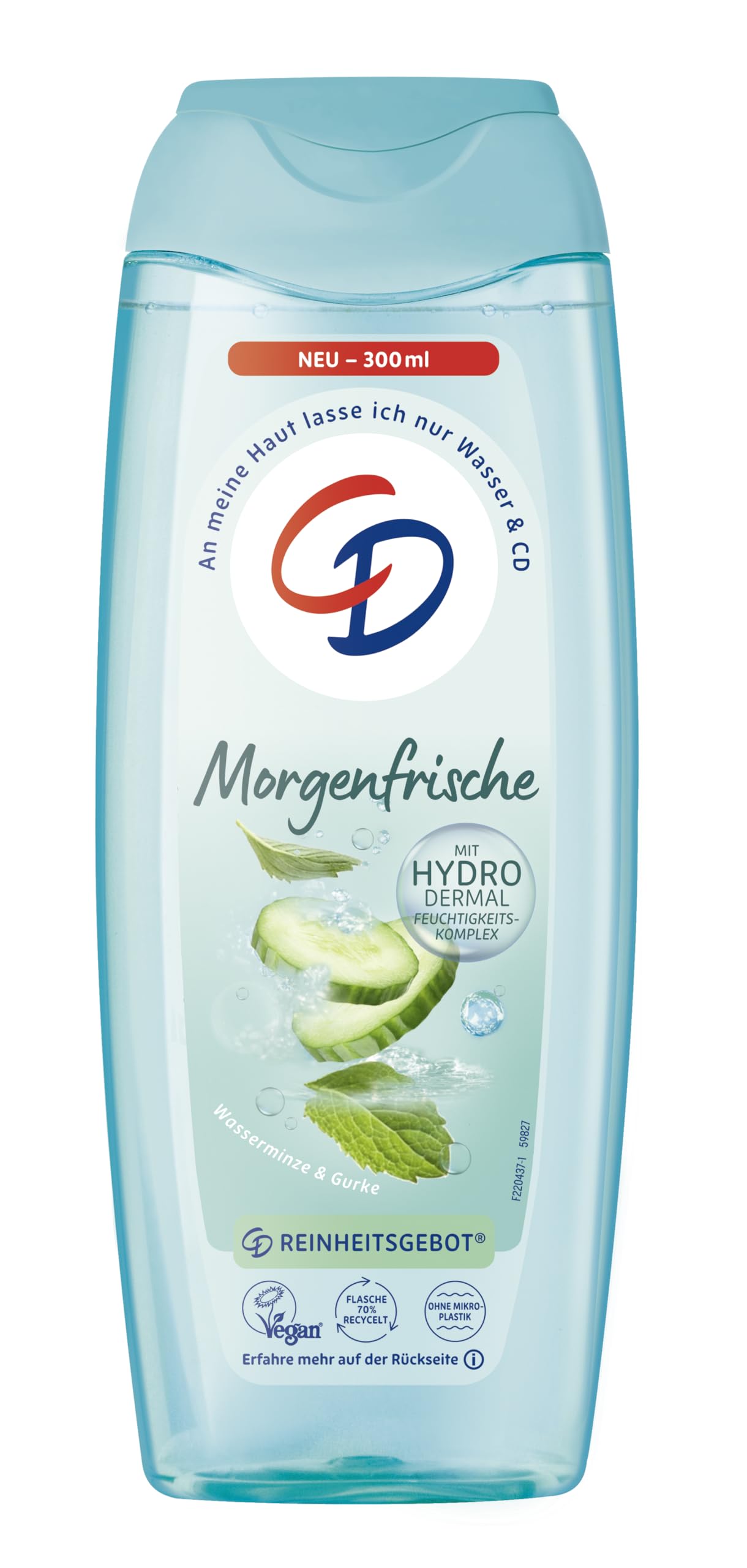 CD Dusche 'Morgenfrische' | Duschgel mit Pflanzenextrakt | Pflegeprodukt mit belebendem Duft | Mit Hydro-Dermal-Komplex | Für empfindliche Haut geeignet | ohne Mikroplastik & vegan | 300ml