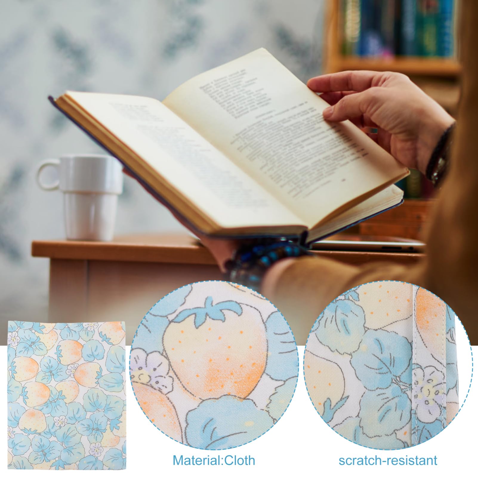 3pièces Couverture Réutilisable Pour Housse Décorative Pour Et Cahiers Lavable Pour Étudiants Motif Fraise Bleue