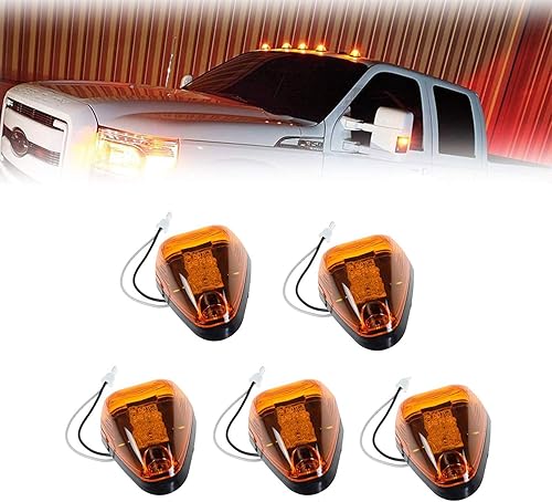 Luces de cabina de ahumado de color ámbar LED para techo de cabina de techo con luz de circulación superior 15442 con kit de cableado para Ford F150