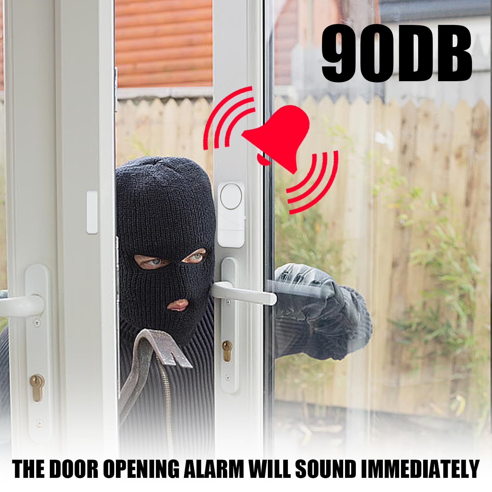 Bezprzewodowy alarm okienny do drzwi, 6 sztuk, 120 dB, ochrona przed włamaniem, czujnik alarmu z kontaktem magnetycznym – bezprzewodowy system alarmowy do domu, mieszkania, hotelu, biura, garażu