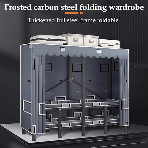 Miniatura 3 de large closets Portable Wardrobe Closet Thicken Metal Folding Clothes Closet Saves Space Closets for Bedroom with Hanging Rods Closet Space-saving