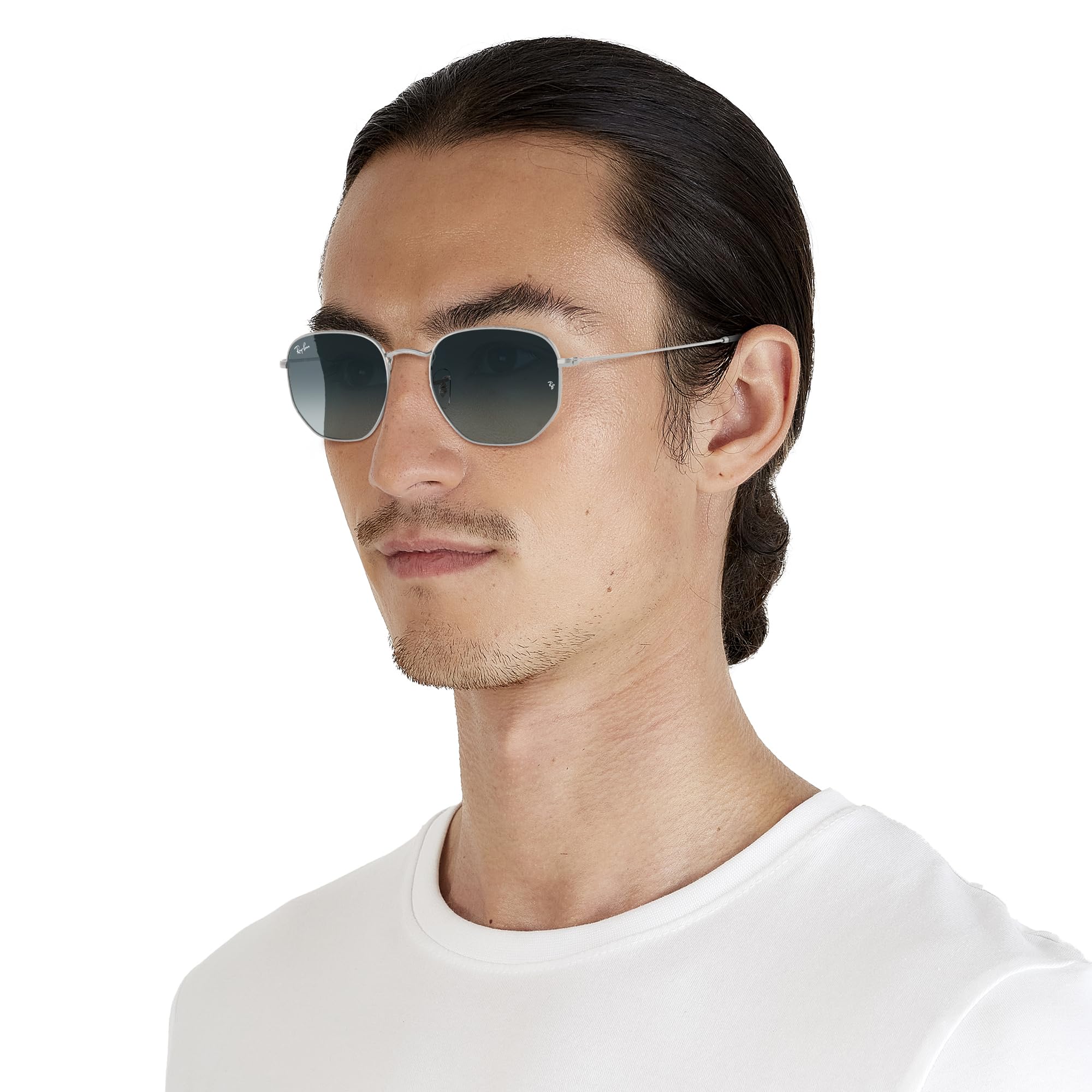 Ray-Ban Rb3548n Hexagonal Flat Lens Hexagonal Sunglasses: Silver/Blue Gradient Grey 51 Millimeters