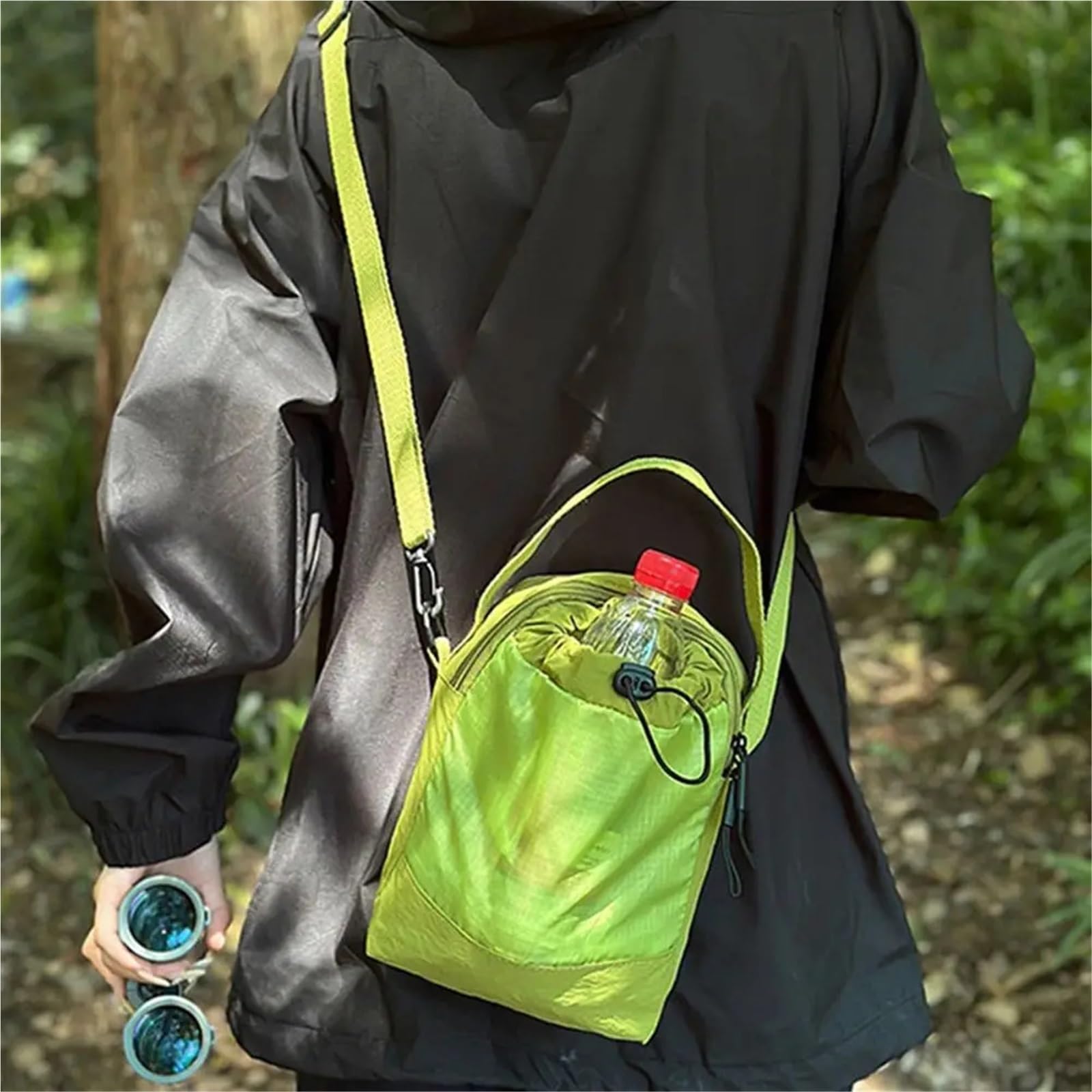 Flaschentasche Umhängetasche mit Kordelzug for Wasserflaschen | Leichte, tragbare Becherhülle aus Nylon, verstellbare, vielseitige Handytasche