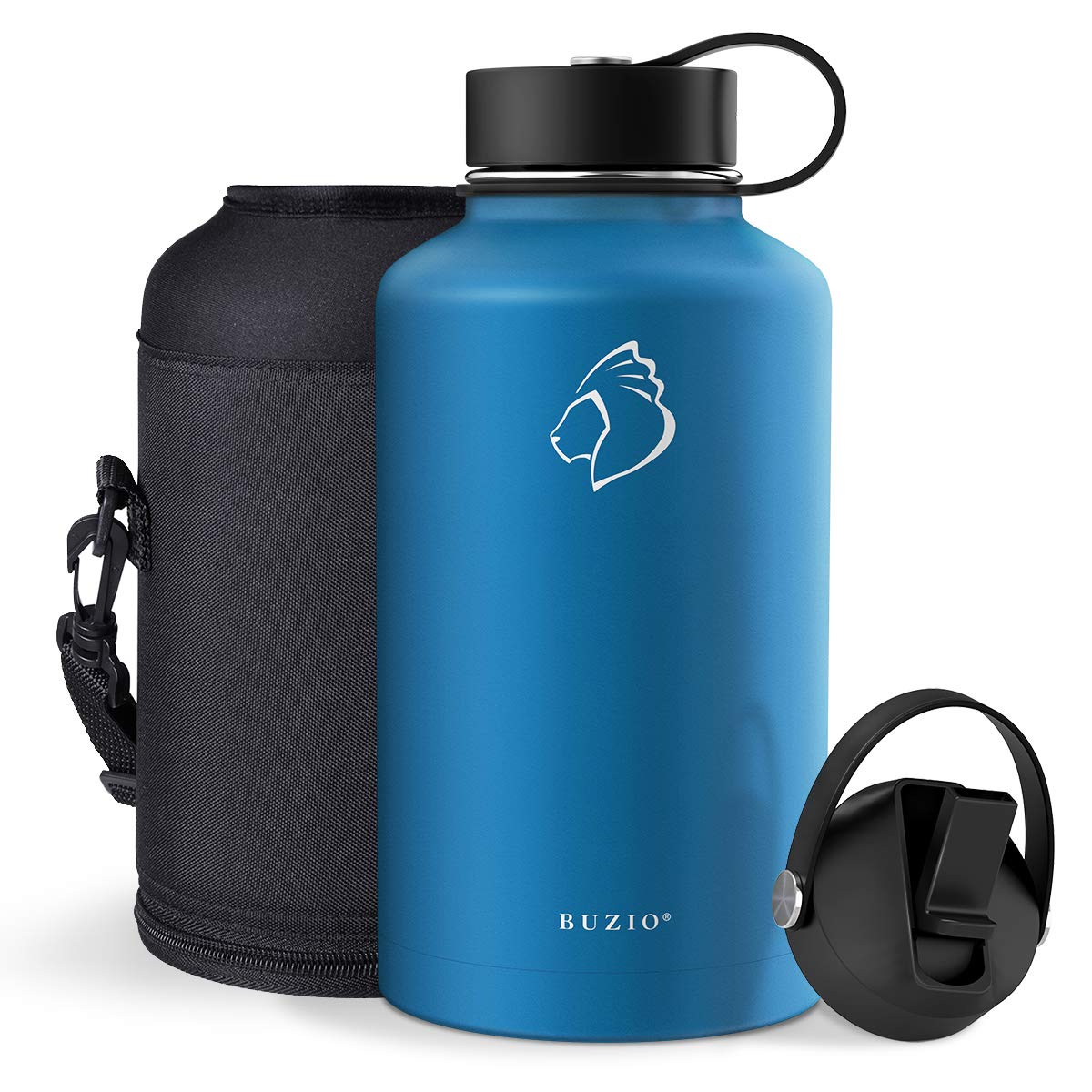 Vacuum Insulated Stainless Steel Water Bottle (Cold for 48 Hrs/Hot for 24 Hrs), 64oz Double Walled Wide Mouth Sports Drink Flask with BPA Free Straw…