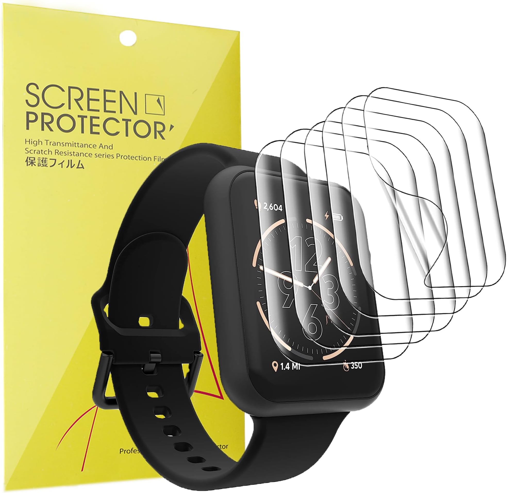 Lamshaw Compatible for iTouch Air 4 46mm Smartwatch Screen Protector, [6 Pack] Full Coverage TPU Clear Film Compatible for iTouch Air 4 Smartwatch 46mm Jillian Michaels Edition (6 pack)