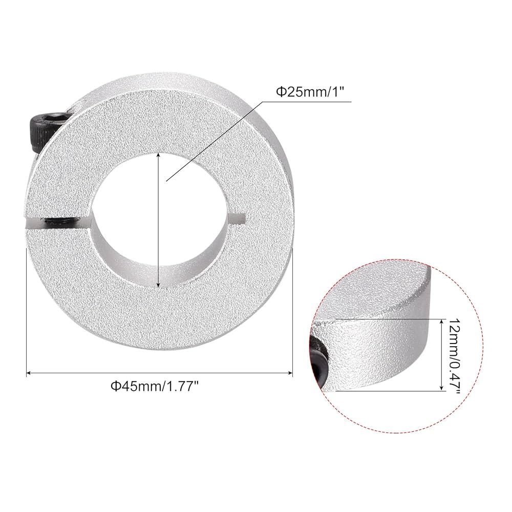 Kozelo 2Pcs Aluminum Alloy Shaft Collar - [12mm Bore X 30mm OD X 10mm Width] Clamping Style Shaft Collar For CNC Machine Tools, Hold Timing Pulleys Use, Silver Tone