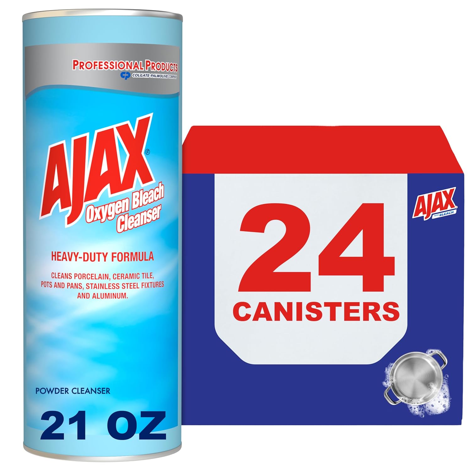 AJAX-14278 Professional Oxygen Bleach Powder Cleanser, Heavy Duty, Bulk Cleaner 21oz Can (Case of 24)