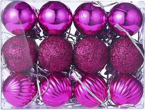 Miniatura 7 de QueenBox 24 bolas de Navidad de plástico de 1.18 pulgadas para decoración de árbol de Navidad, vacaciones y fiestas