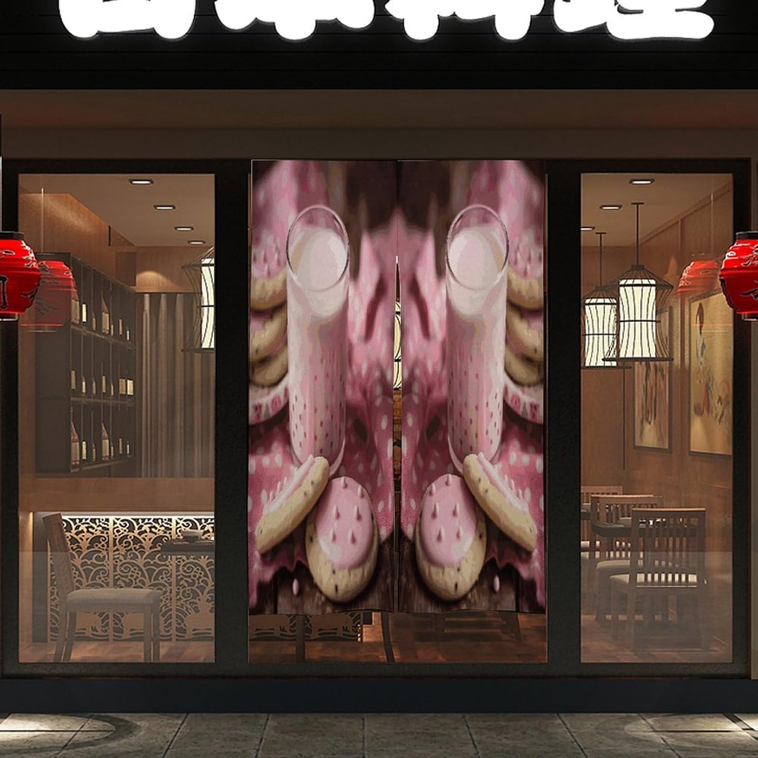 Hot Milk and Biscuits Door Curtain Printed Doorway Noren Japanese Style Doorway Room Divider Curtains for Privacy Partition Divider Kitchen Home Decorations Wall Hanging