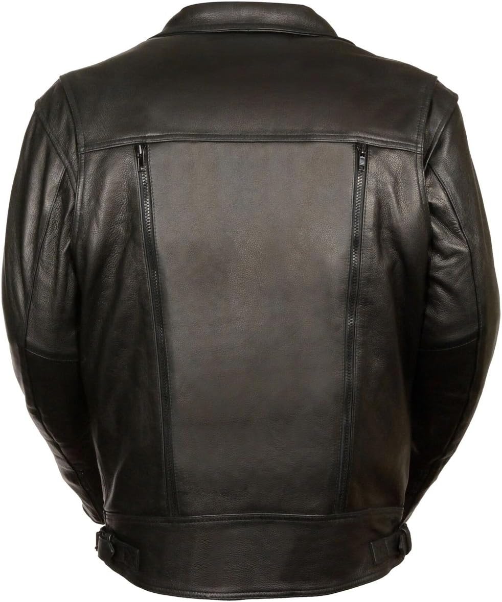 Milwaukee Leather Mens Leather Motorcycle Jacket with Utility Pockets and Gun Pockets (4X-Large)