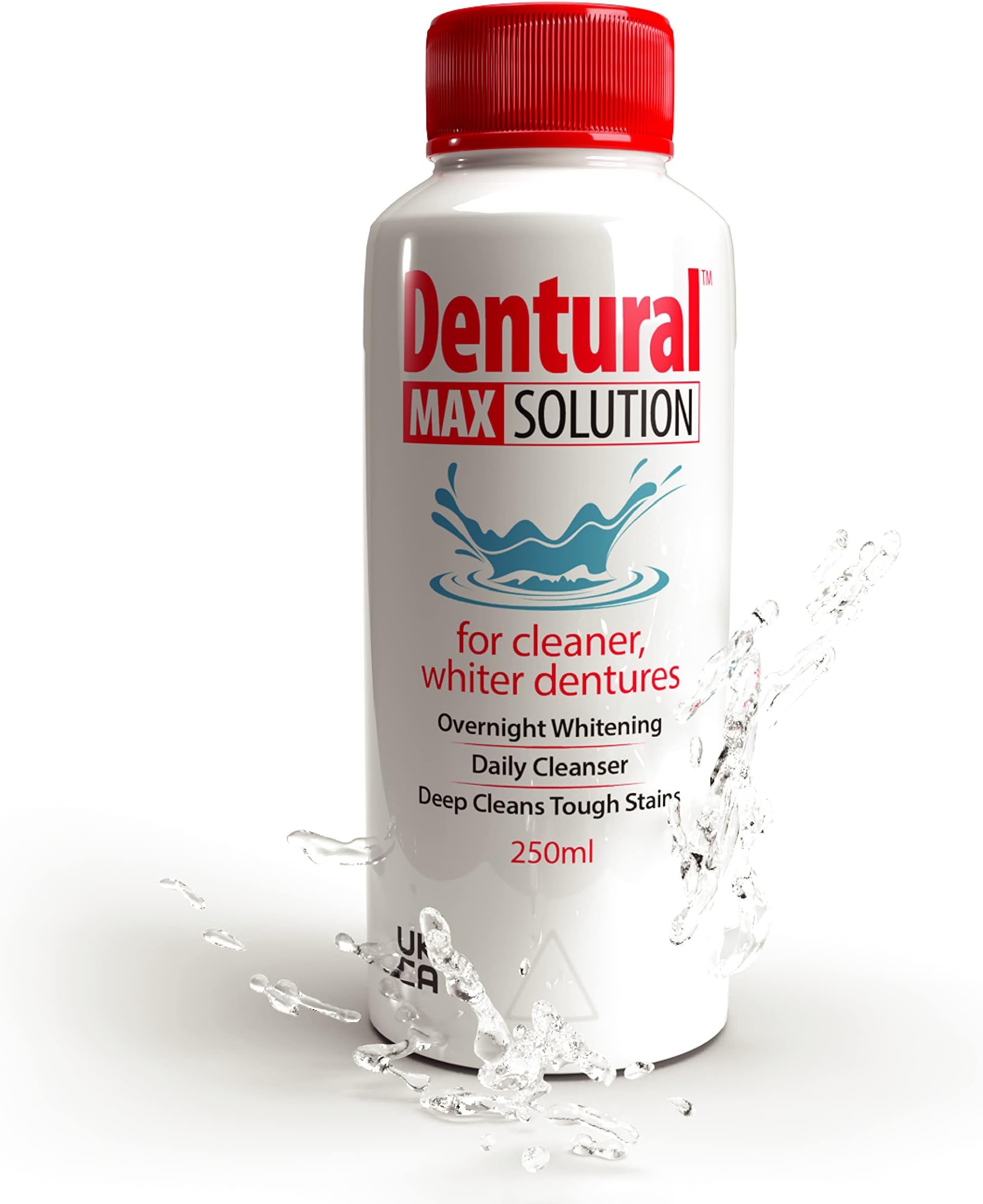 Max Solution 250ml for Cleaner Whiter Dentures Overnight Whitening Deep Cleans Tough Stains Daily Cleanser
