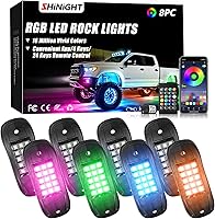 Vista 8 de SHINIGHT - Luces LED de roca para camiones, kit de luces de 12 cápsulas para Jeep, kit de iluminación exterior con control por aplicación, modo