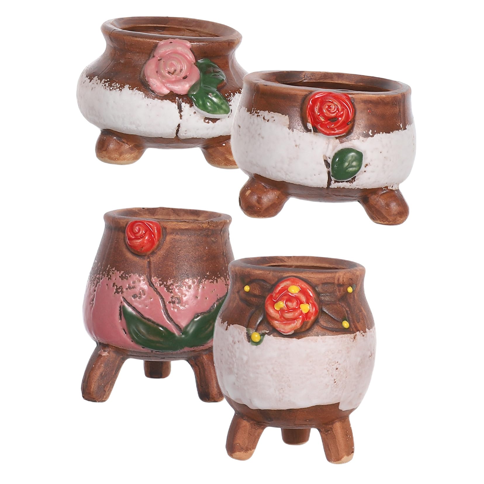 Jardinière décorative lot de 4 pots de fleurs faits main pour plantes
