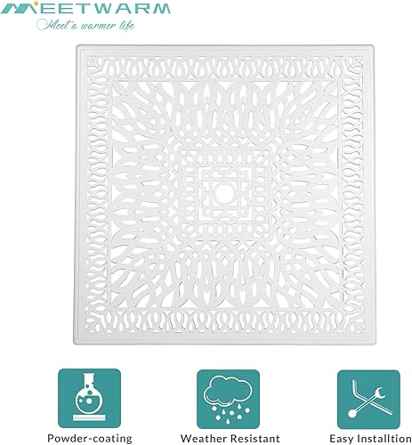 Miniatura 5 de MEETWARM Mesa de comedor cuadrada de 35.4 pulgadas para patio, mesa grande de aluminio fundido para exteriores con agujero para sombrilla de 2.2