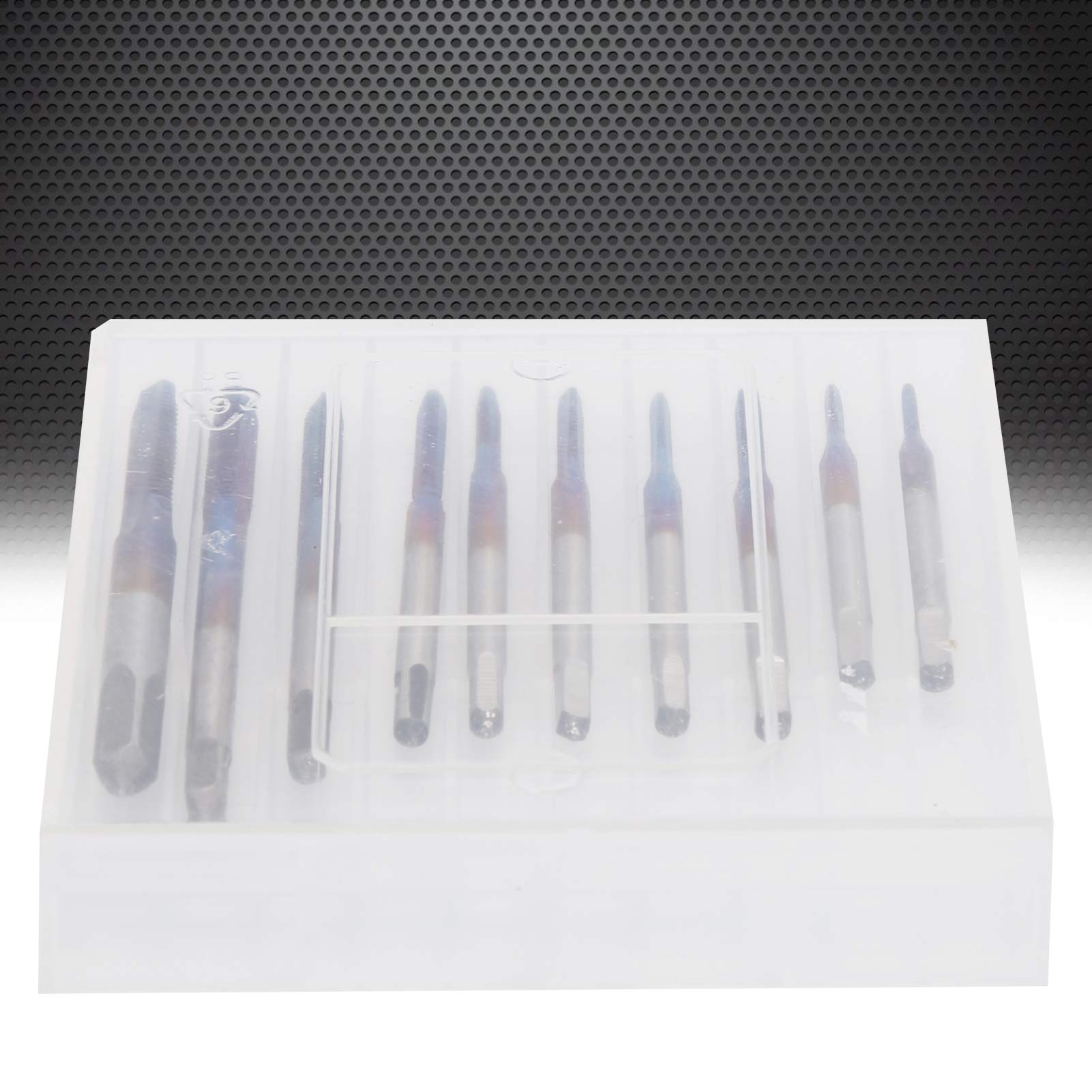 Juego de 10 micro grifos, métrico M1-M3.5 de acero de tungsteno, mini grifos de flauta en espiral, grifo de máquina de rosca gruesa de flauta recta para roscado de relojes y relojes