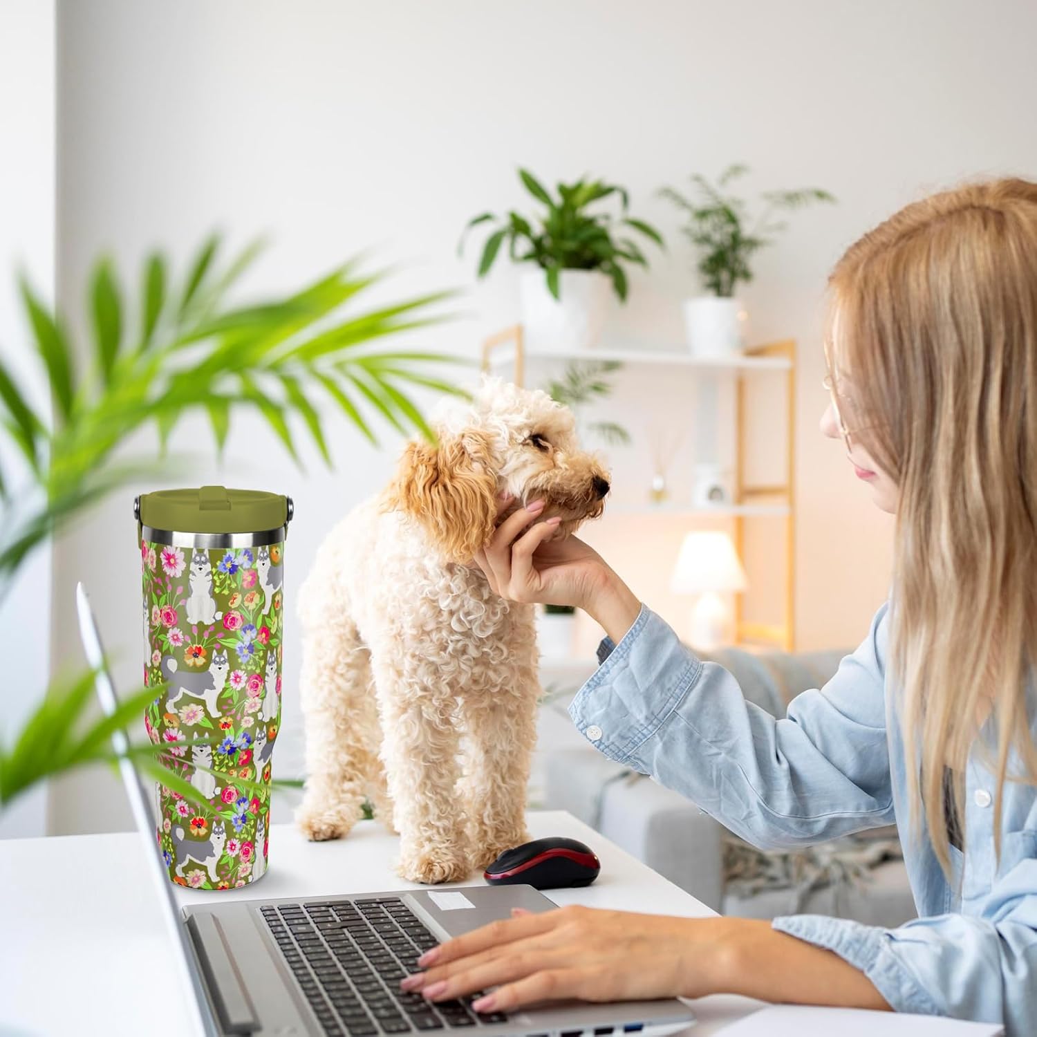 30 oz Husky Tumbler with Lid, Insulated Coffee Travel Mugs Cup Water Bottle Dog Gifts for Women Girls - Image 4