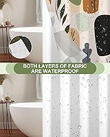Vista 4 de Cortina de ducha bohemia sin ganchos y con forro adjunto, juego de cortinas de ducha impermeables de doble capa con parte superior transparente