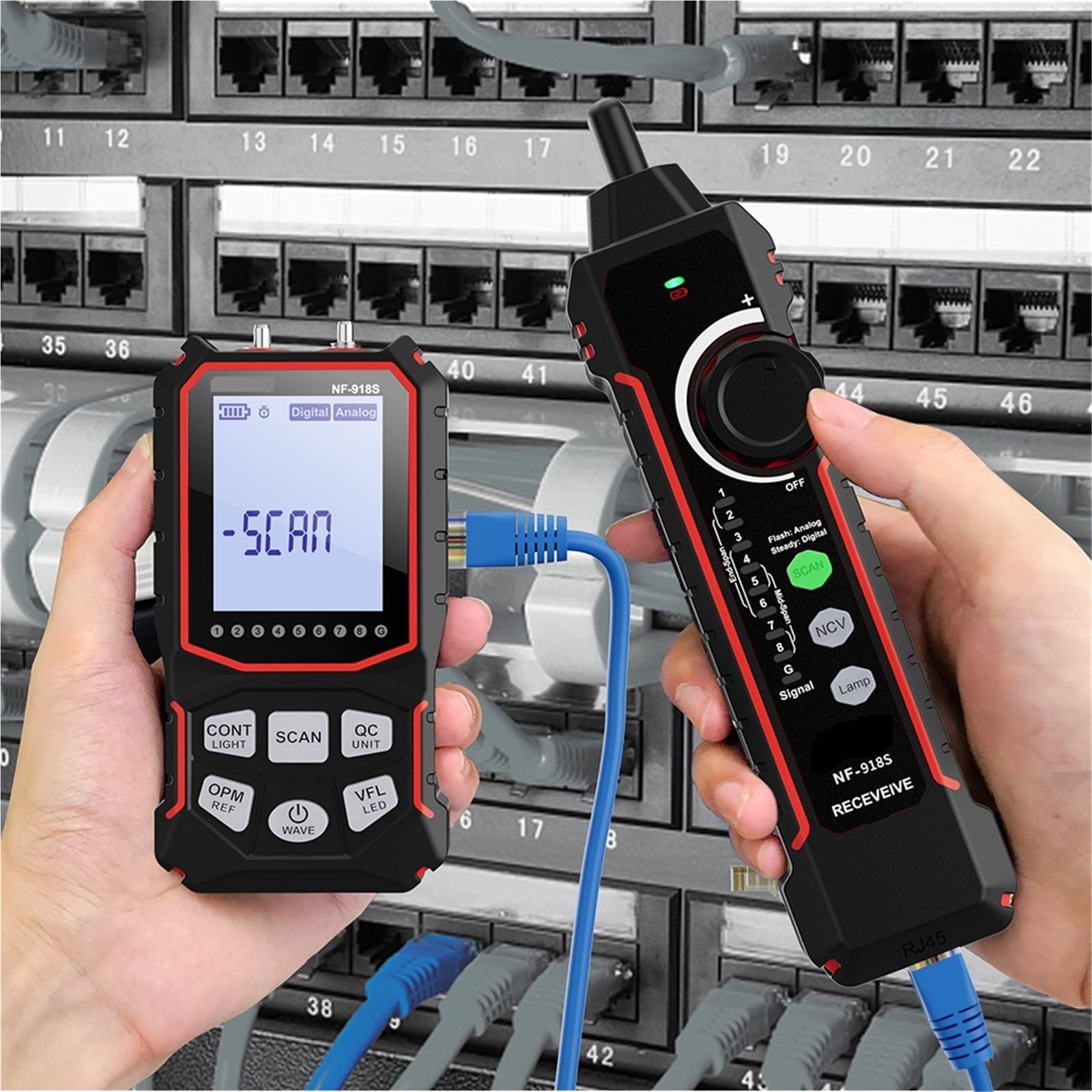 Tester per fibra ottica, Tester for cavi di rete NF-918S con penna a luce rossa, rilevatore misuratore potenza ottica, controllo POE, mappatura, test crimpatura, linea