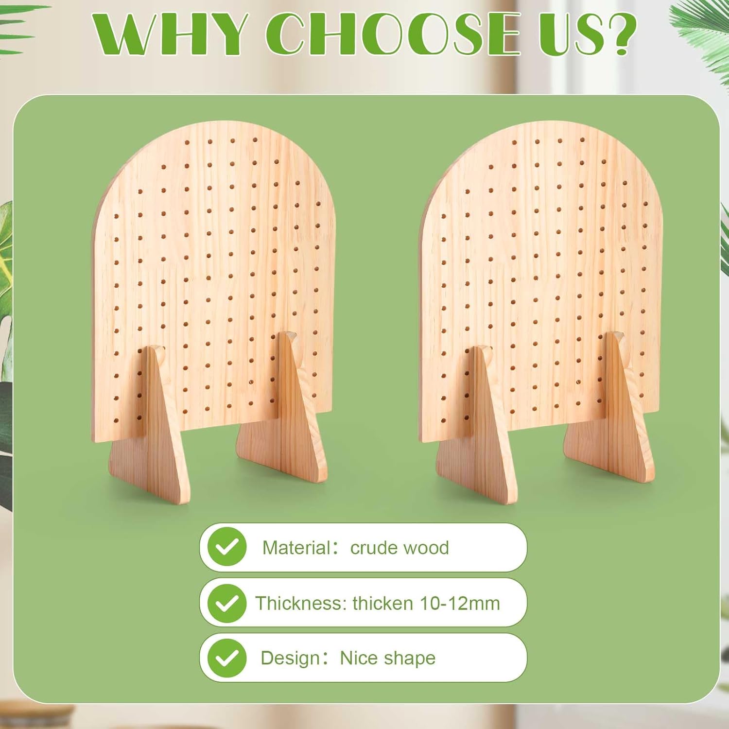 Colingmill 2 Sets Keychain Display Stand Wooden Pegboard Display Stand with 25 Pcs Dowel Rods Oval Bracelet Organizer Holder for Jewelry, Craft Shows, Necklace, Selling, 15.75" x 11.81"(Wood)