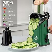 Vista 5 de Zulay Kitchen Rallador Rotativo de Queso de 5 Cuchillas Rallador de Queso - Rallador de Queso Manual de Manivela de Mano con Succión Reforzada y 5