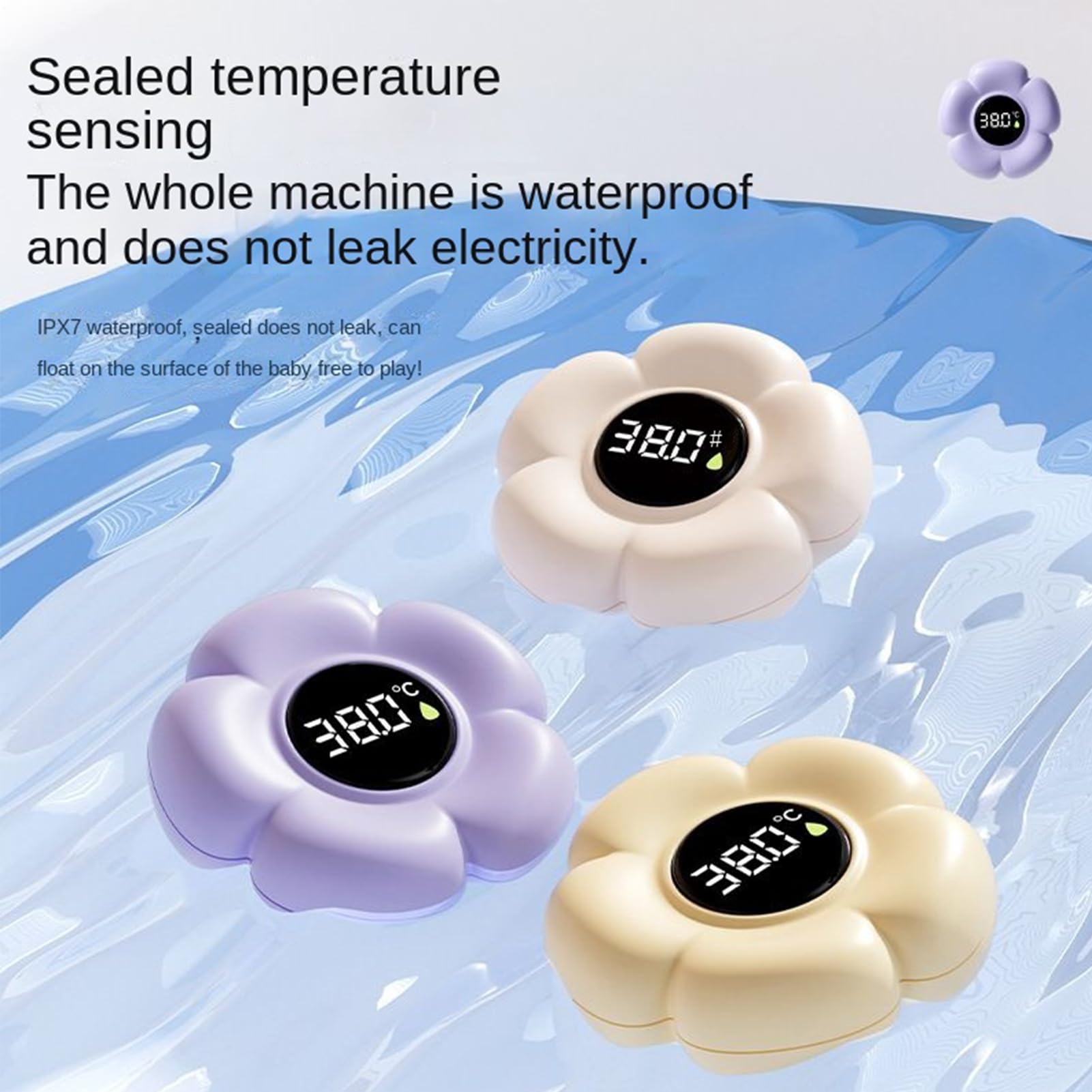 Termómetro De Baño Para Bebé Con Forma De Flor,Sin Mercurio Termómetro De Bañera,Sensor Digital De Temperatura De Agua Para Ducha Monitoreo Seguro Para Bebes Y Adultos Con Pantalla Táctil Pantalla LED — view 7