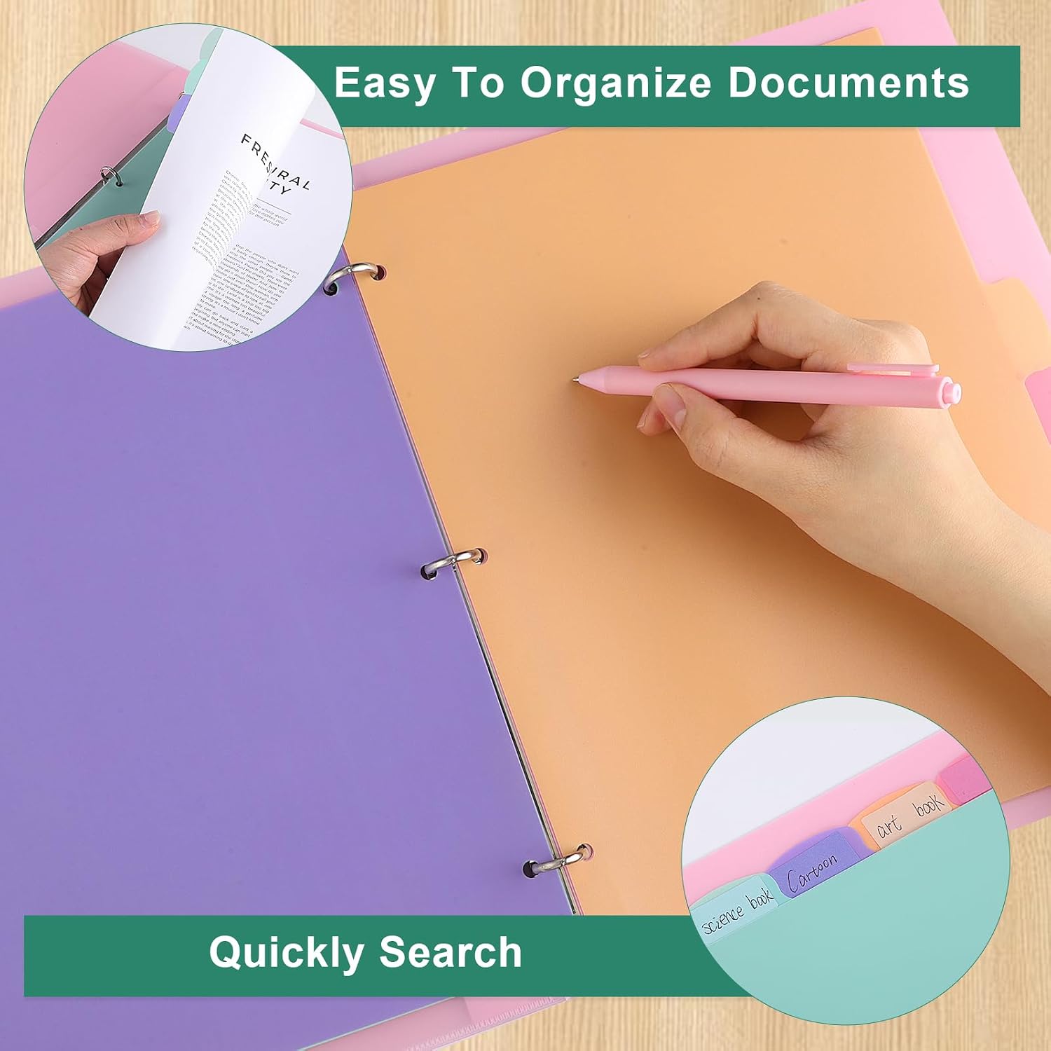 6 Sets of 48Pcs Binder Dividers with Tabs, 8 Tab Dividers for 3 Ring Binder