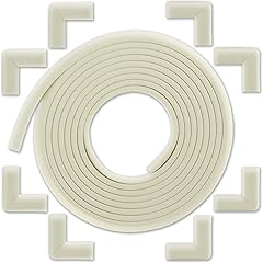 Bébé Earth Baby Proofing Edge and Corner Guard Protector Set for Back to School, 20 Feet Edges & 8 Foam Corners, Furniture and Tables Child Baby Proof Bumpers, Pre-Taped Corner Cushions - Oyster White