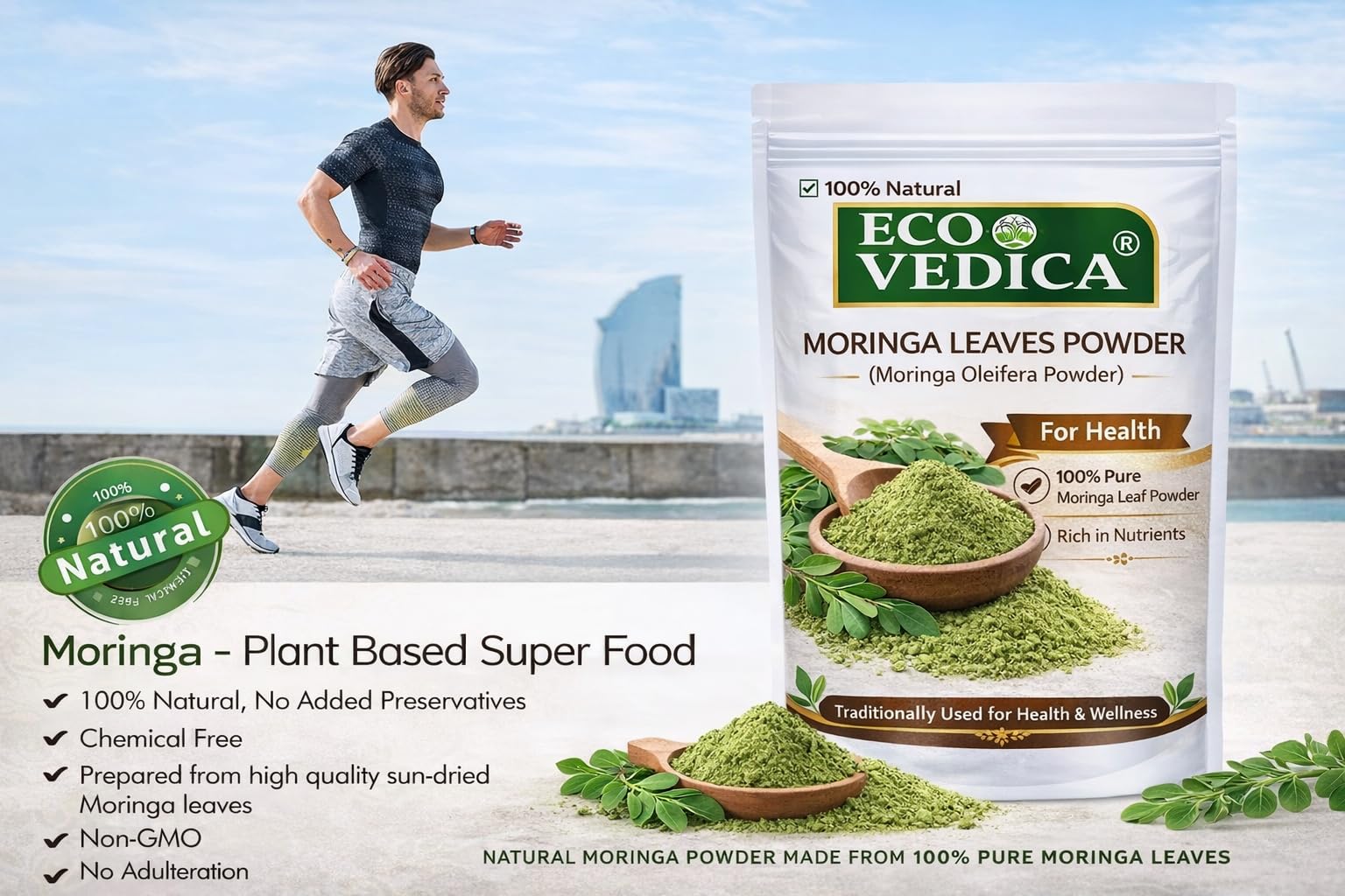 EcoVedica Moringa Powder - 100g, Nutritional Supplement, Essential Nutrition Superfood, Helps Naturally Boost Energy Levels, Improves Stamina & Vitality, Rich in Vitamins & Minerals 4