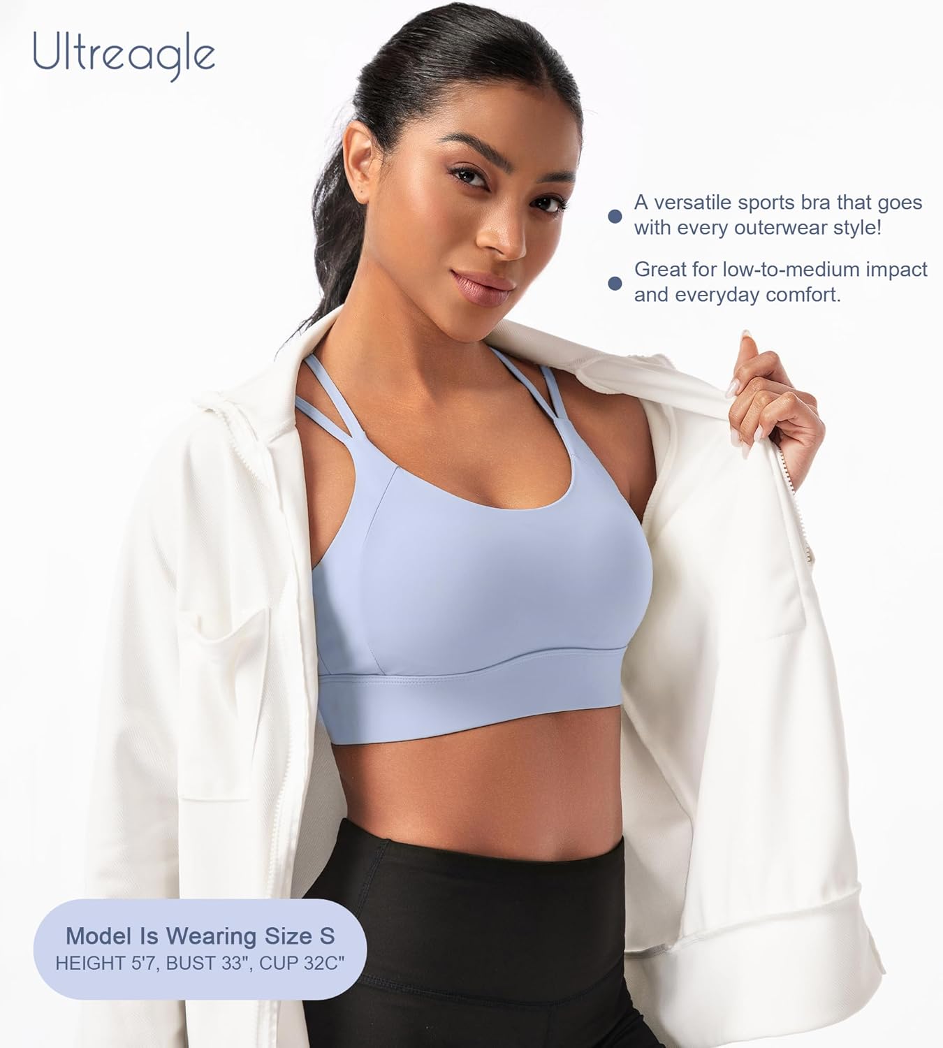 Strappy Sports Bras for Women - Padded Yoga Gym Bra Low Impact Womens Workout Tops - Image 4