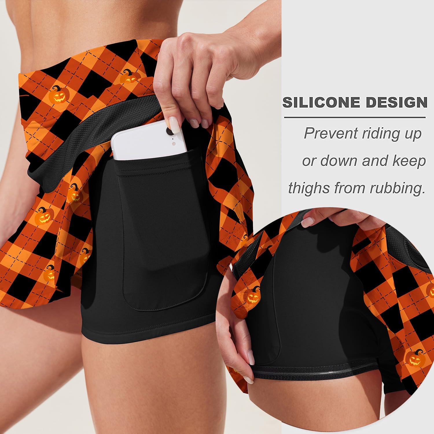 Ekouaer Womens Tennis Skirt Pleated Athletic Skort with Pocket Anti-Slip Strip High Waisted Ruffle Golf Skirts Workout Casual - Image 4