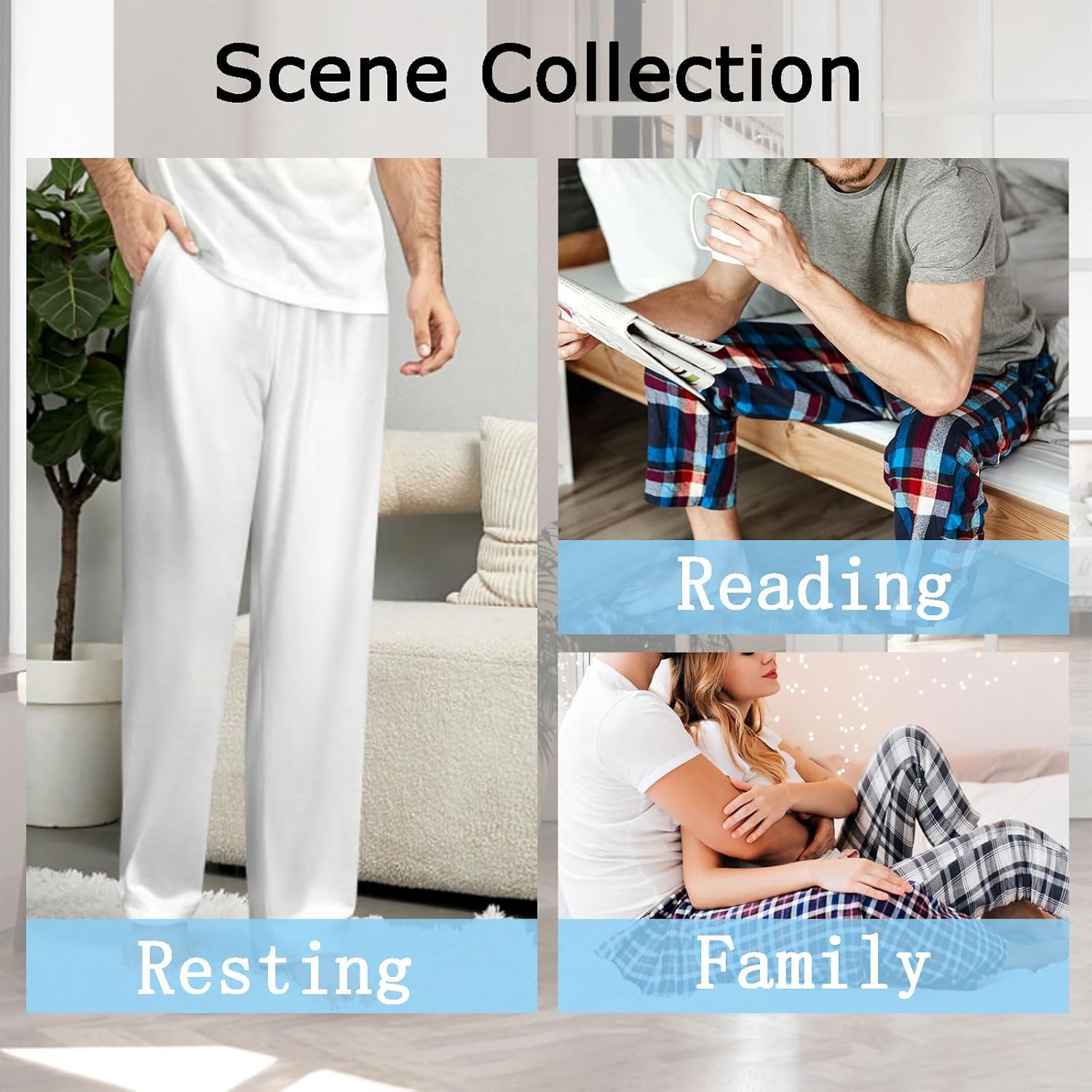 Mens Pajama Pants Soft Pj Pants Lounge Pajama Bottoms with Pockets Drawstring - Image 7