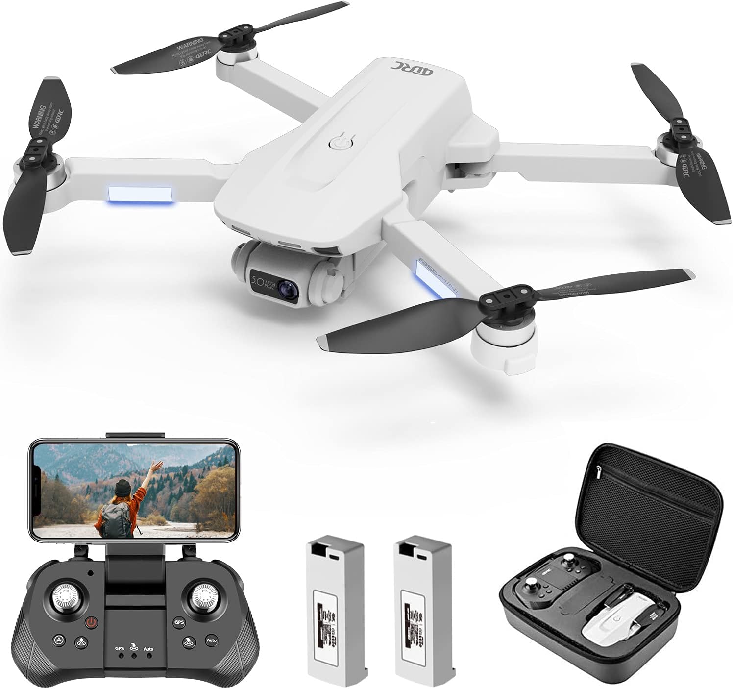RC Foldable Drone with 4K Camera for Adults, FPV Live Video, GPS RC Quadcopter for beginners with Brushless Motor,2 Batteries,Auto Return Home