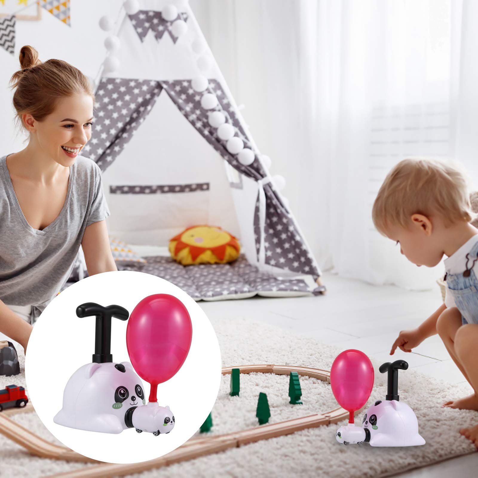 LUOZZY Balloon Toys Funny Panda Inflating Toys Push Aerodynamic